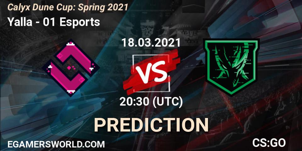 Pronósticos Yalla - 01 Esports. 18.03.21. Calyx Dune Cup: Spring 2021 - CS2 (CS:GO)