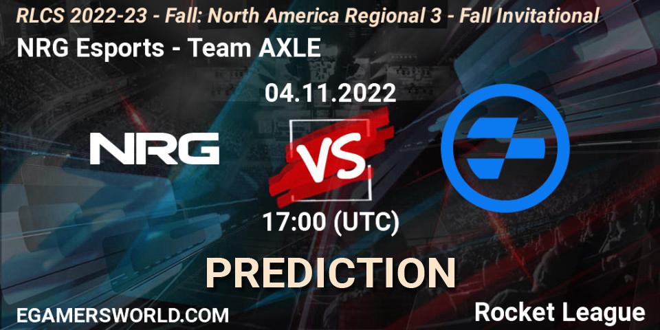 Pronósticos NRG Esports - Team AXLE. 04.11.2022 at 17:00. RLCS 2022-23 - Fall: North America Regional 3 - Fall Invitational - Rocket League