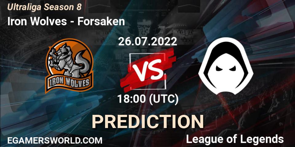Pronósticos Iron Wolves - Forsaken. 26.07.2022 at 18:15. Ultraliga Season 8 - LoL