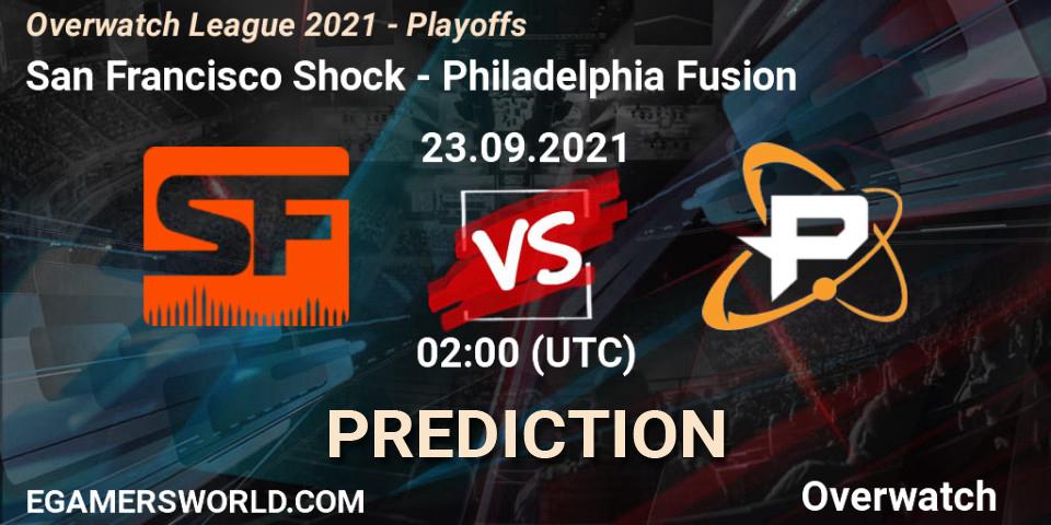 Pronósticos San Francisco Shock - Philadelphia Fusion. 23.09.2021 at 03:30. Overwatch League 2021 - Playoffs - Overwatch