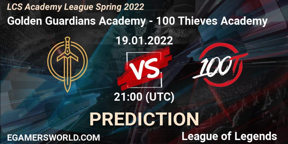 Pronósticos Golden Guardians Academy - 100 Thieves Academy. 19.01.22. LCS Academy League Spring 2022 - LoL