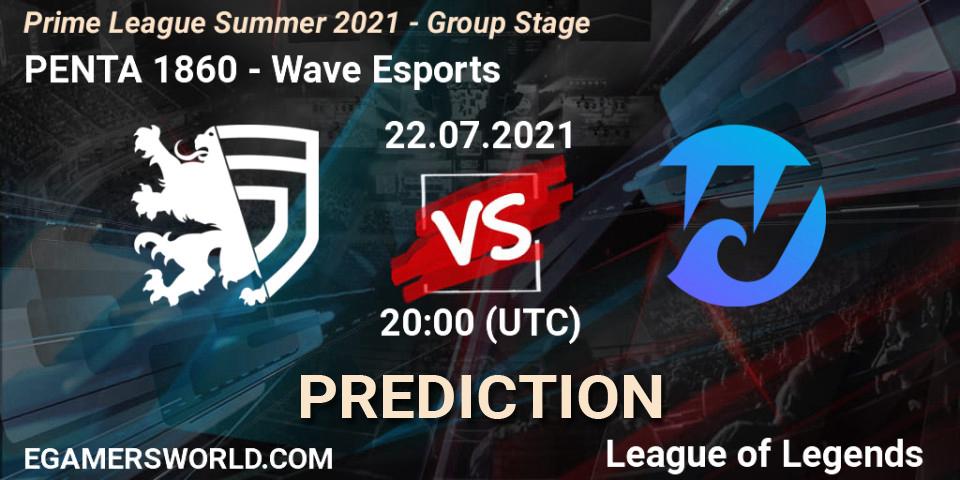Pronósticos PENTA 1860 - Wave Esports. 22.07.2021 at 17:00. Prime League Summer 2021 - Group Stage - LoL