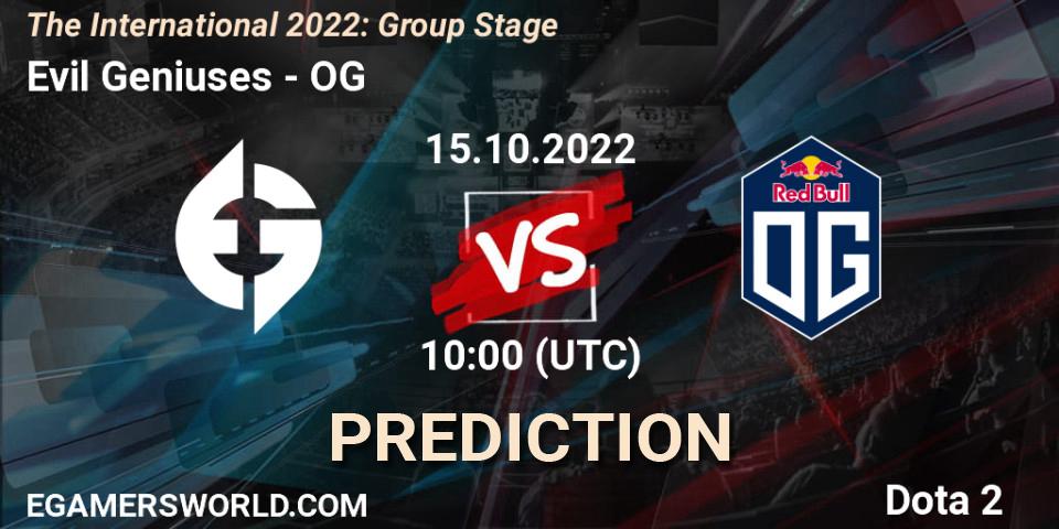 Pronósticos Evil Geniuses - OG. 15.10.22. The International 2022: Group Stage - Dota 2