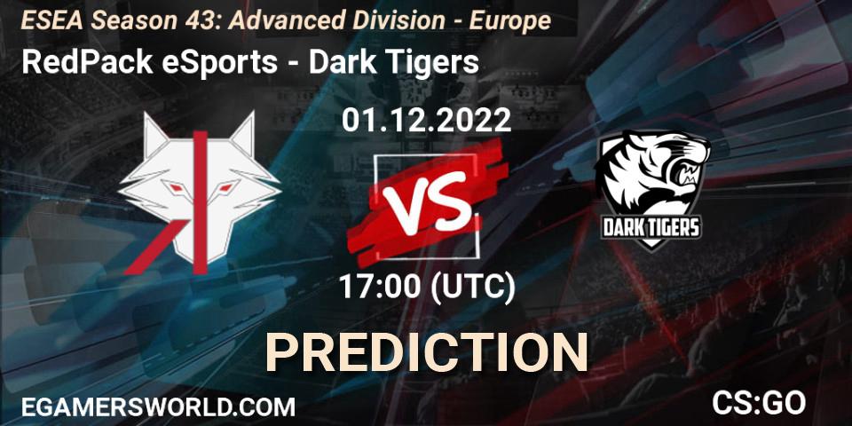 Pronósticos RedPack eSports - Dark Tigers. 01.12.22. ESEA Season 43: Advanced Division - Europe - CS2 (CS:GO)