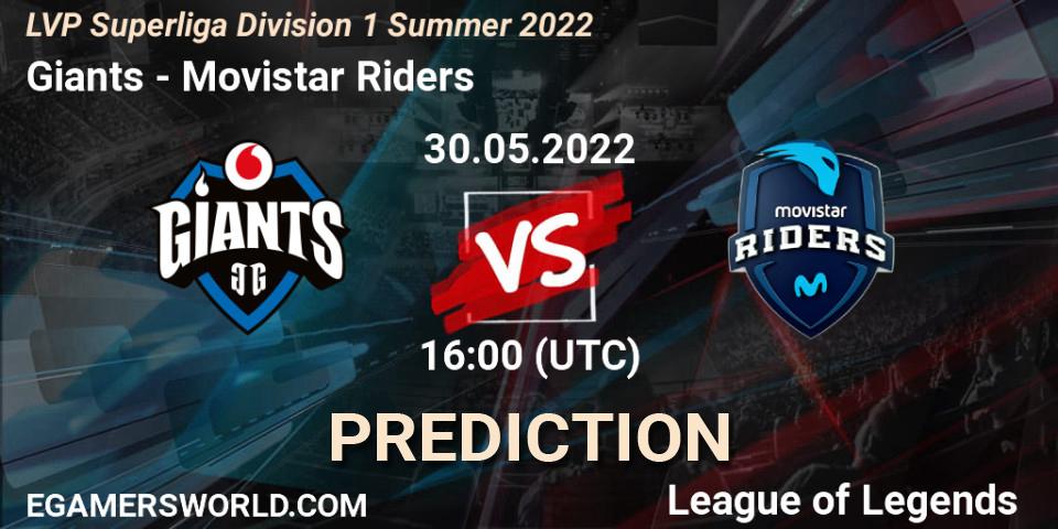 Pronósticos Giants - Movistar Riders. 30.05.22. LVP Superliga Division 1 Summer 2022 - LoL