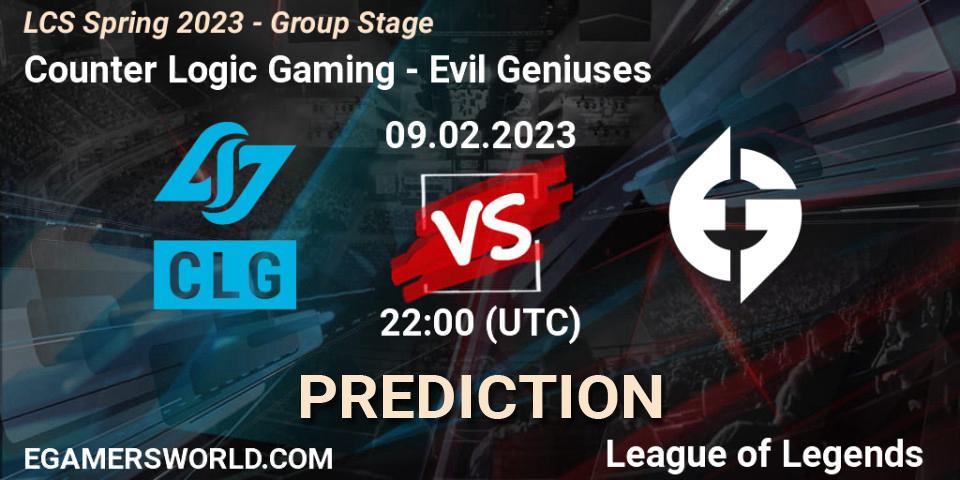 Pronósticos Counter Logic Gaming - Evil Geniuses. 27.01.23. LCS Spring 2023 - Group Stage - LoL