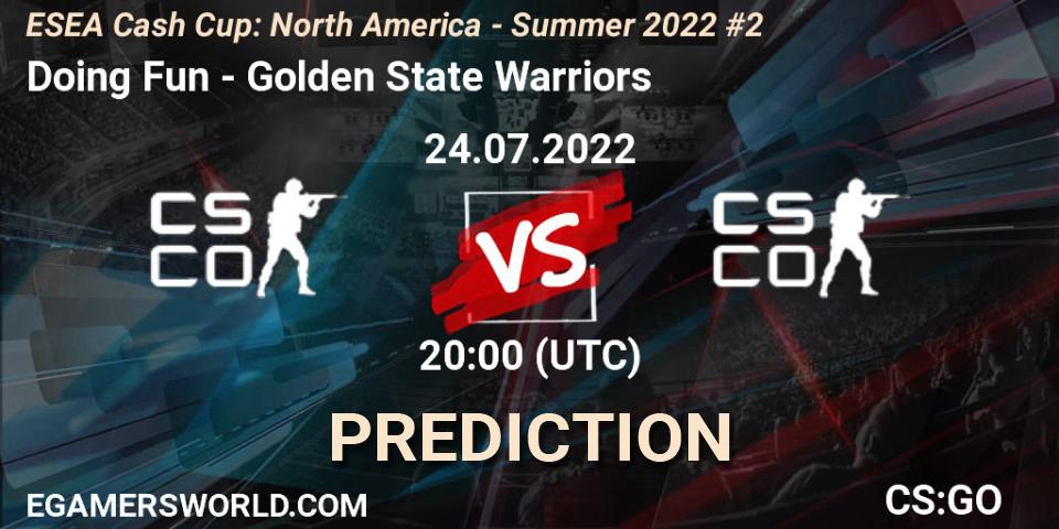 Pronósticos Doing Fun - Golden State Warriors. 24.07.22. ESEA Cash Cup: North America - Summer 2022 #2 - CS2 (CS:GO)