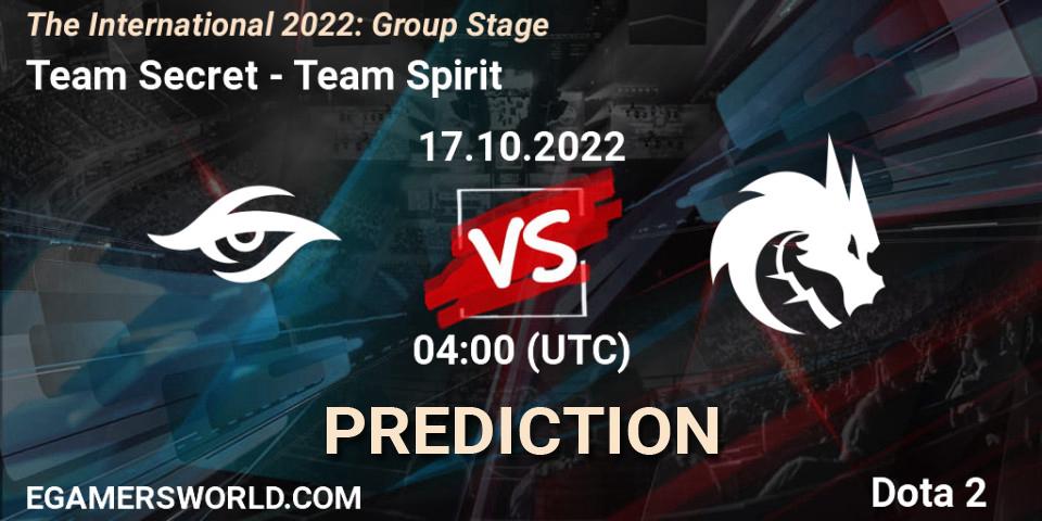 Pronósticos Team Secret - Team Spirit. 17.10.22. The International 2022: Group Stage - Dota 2