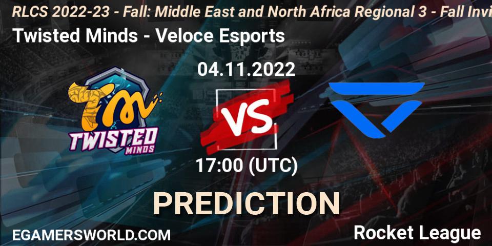 Pronósticos Twisted Minds - Veloce Esports. 04.11.22. RLCS 2022-23 - Fall: Middle East and North Africa Regional 3 - Fall Invitational - Rocket League