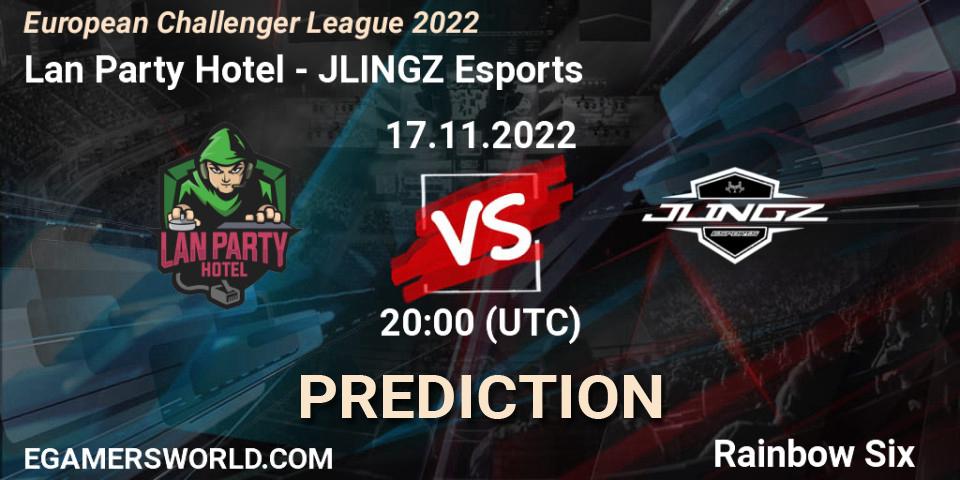 Pronósticos Lan Party Hotel - JLINGZ Esports. 17.11.2022 at 20:00. European Challenger League 2022 - Rainbow Six