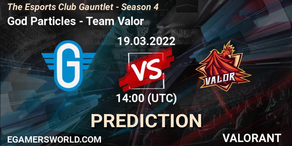 Pronósticos God Particles - Team Valor. 19.03.2022 at 14:00. The Esports Club Gauntlet - Season 4 - VALORANT