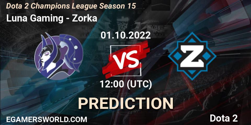 Pronósticos Luna Gaming - Zorka. 01.10.22. Dota 2 Champions League Season 15 - Dota 2