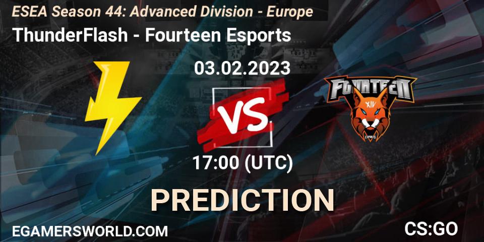 Pronósticos ThunderFlash - Fourteen Esports. 03.02.23. ESEA Season 44: Advanced Division - Europe - CS2 (CS:GO)