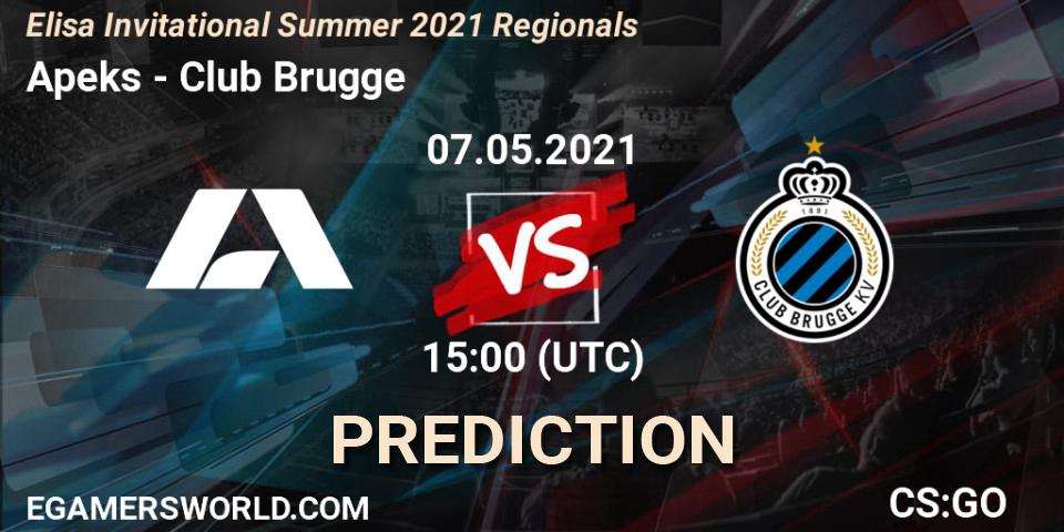 Pronósticos Apeks - Club Brugge. 07.05.2021 at 15:00. Elisa Invitational Summer 2021 Regionals - Counter-Strike (CS2)
