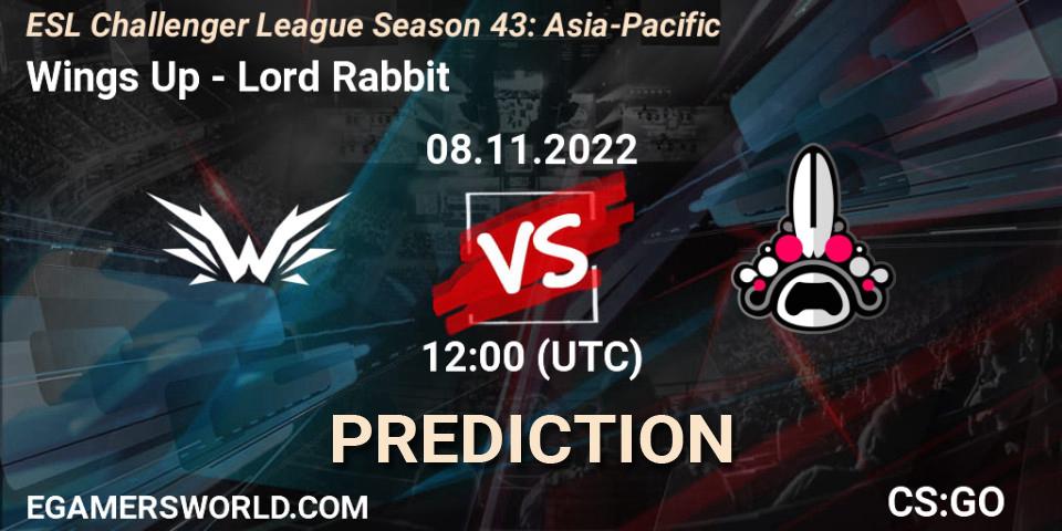 Pronósticos Wings Up - Lord Rabbit. 08.11.2022 at 12:00. ESL Challenger League Season 43: Asia-Pacific - Counter-Strike (CS2)