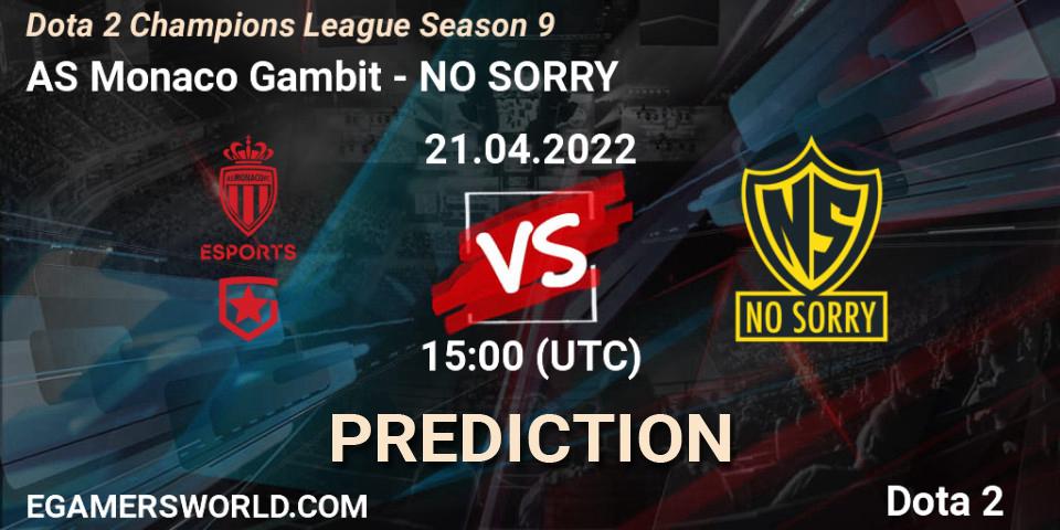 Pronósticos AS Monaco Gambit - NO SORRY. 21.04.22. Dota 2 Champions League Season 9 - Dota 2