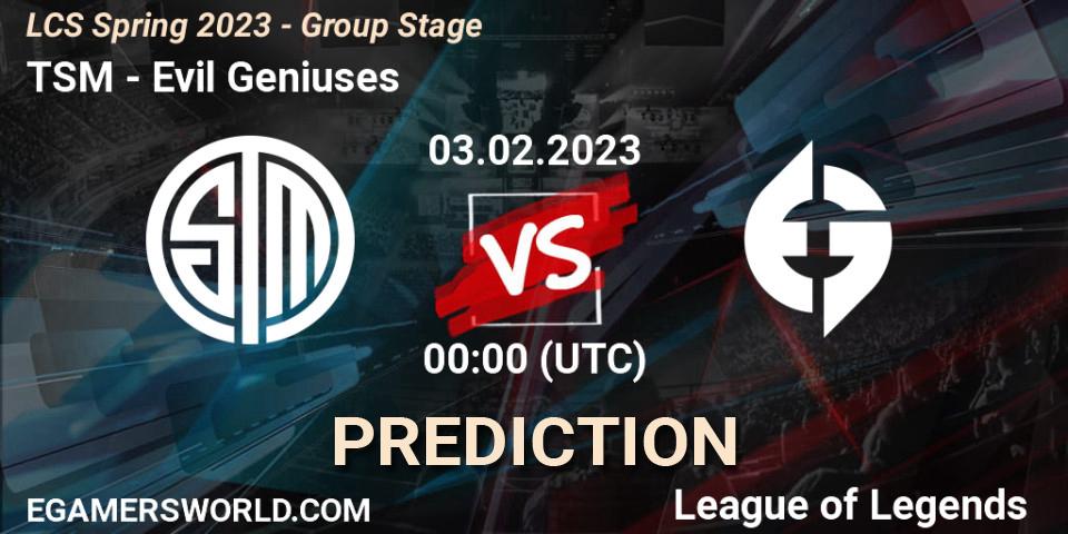 Pronósticos TSM - Evil Geniuses. 03.02.23. LCS Spring 2023 - Group Stage - LoL