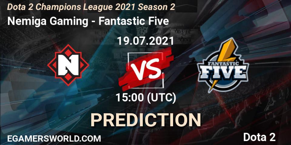 Pronósticos Nemiga Gaming - Fantastic Five. 19.07.2021 at 17:01. Dota 2 Champions League 2021 Season 2 - Dota 2