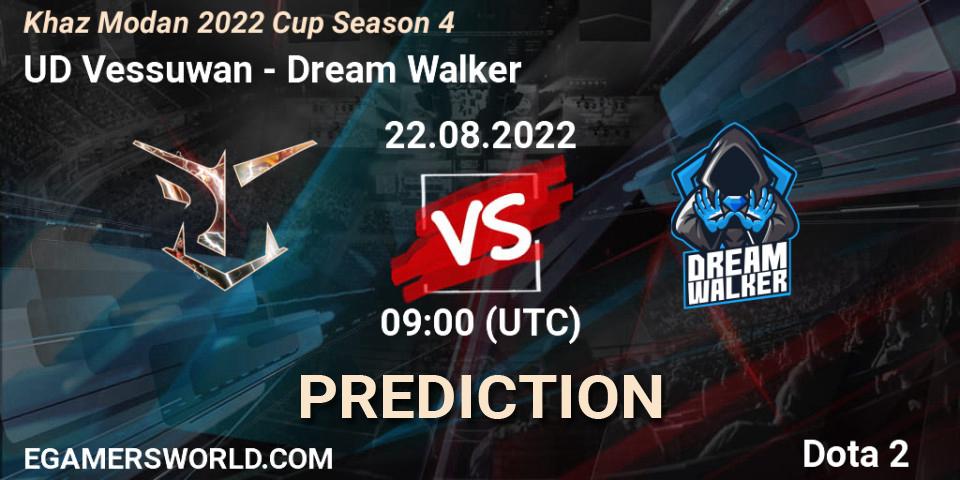 Pronósticos UD Vessuwan - Dream Walker. 22.08.2022 at 09:01. Khaz Modan 2022 Cup Season 4 - Dota 2