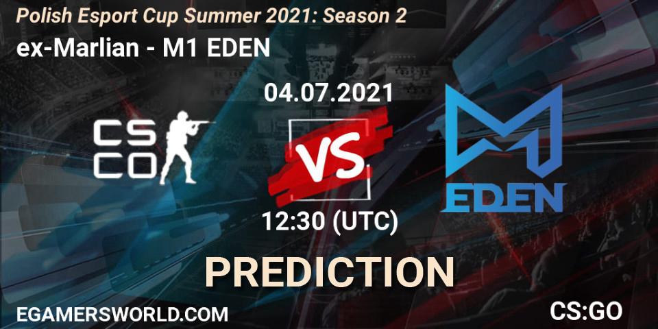 Pronósticos ex-Marlian - M1 EDEN. 04.07.2021 at 12:30. Polish Esport Cup Summer 2021: Season 2 - Counter-Strike (CS2)