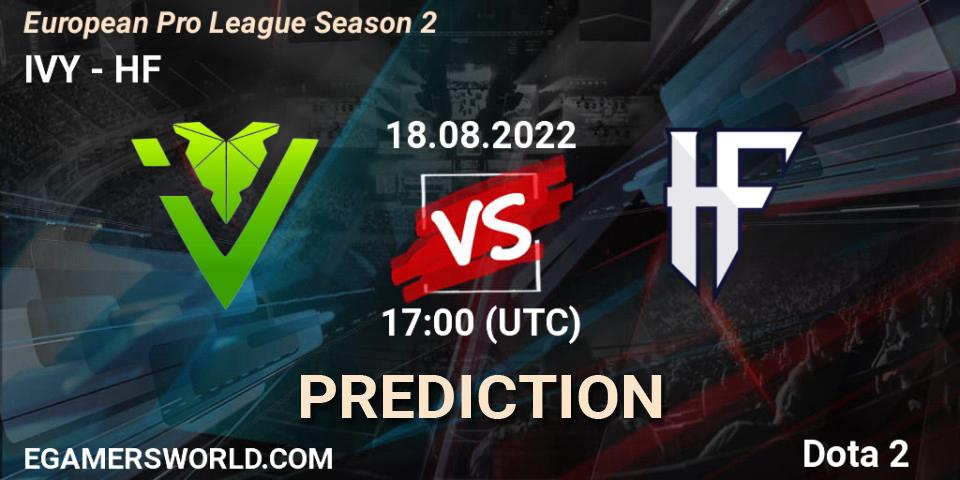 Pronósticos IVY - HF. 18.08.2022 at 16:59. European Pro League Season 2 - Dota 2