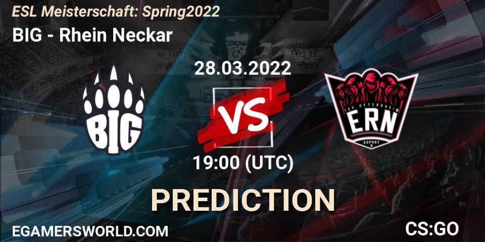 Pronósticos BIG Academy - Rhein Neckar. 28.03.2022 at 18:00. ESL Meisterschaft: Spring 2022 - Counter-Strike (CS2)
