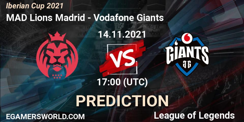 Pronósticos MAD Lions Madrid - Vodafone Giants. 14.11.2021 at 17:00. Iberian Cup 2021 - LoL
