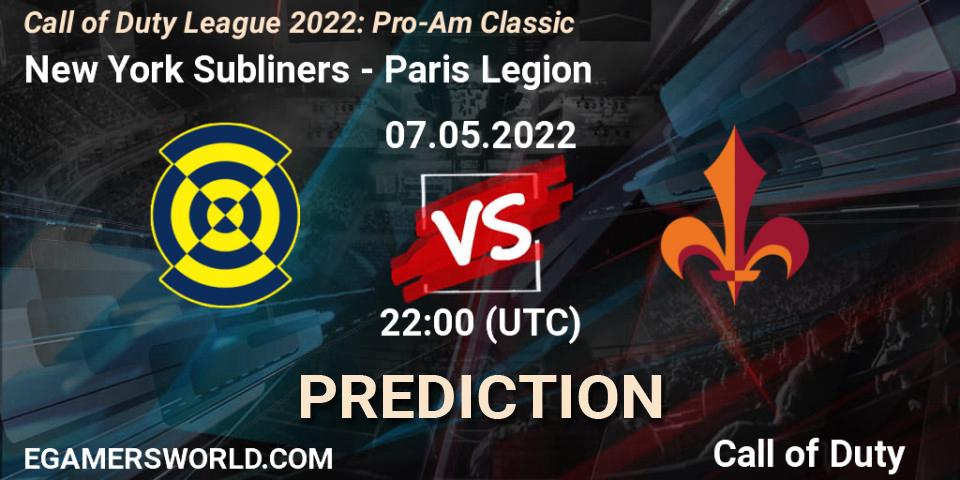 Pronósticos New York Subliners - Paris Legion. 07.05.2022 at 19:00. Call of Duty League 2022: Pro-Am Classic - Call of Duty