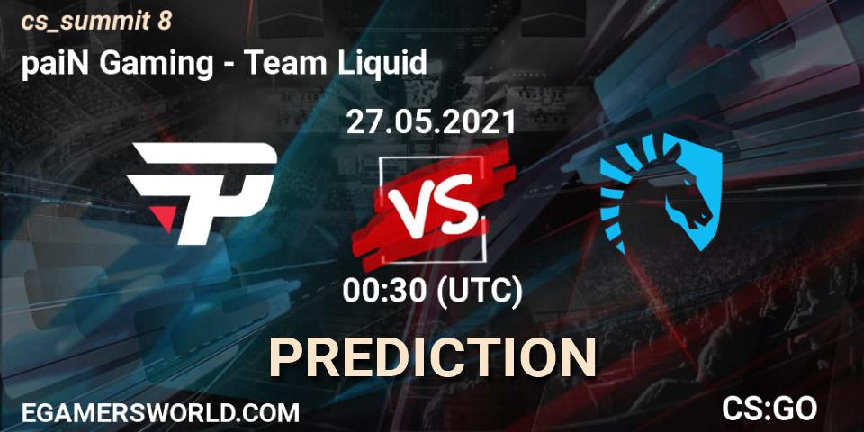 Pronósticos paiN Gaming - Team Liquid. 27.05.2021 at 01:10. cs_summit 8 - Counter-Strike (CS2)