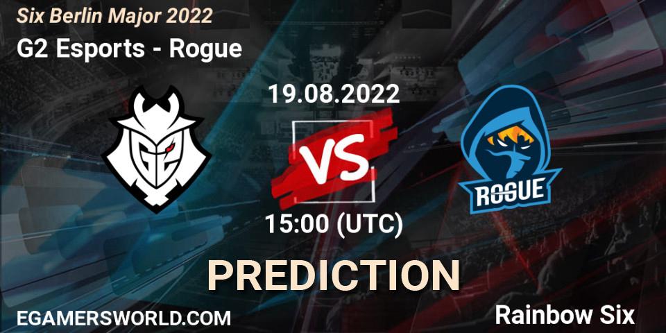 Pronósticos G2 Esports - Rogue. 19.08.2022 at 15:00. Six Berlin Major 2022 - Rainbow Six