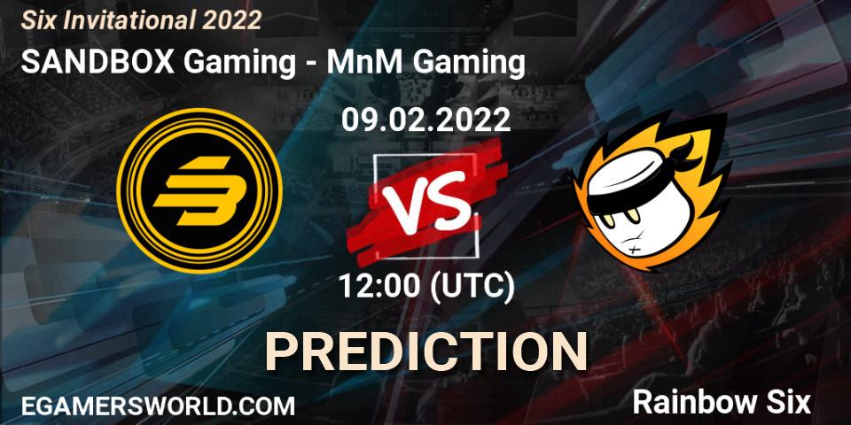 Pronósticos SANDBOX Gaming - MnM Gaming. 09.02.2022 at 12:00. Six Invitational 2022 - Rainbow Six