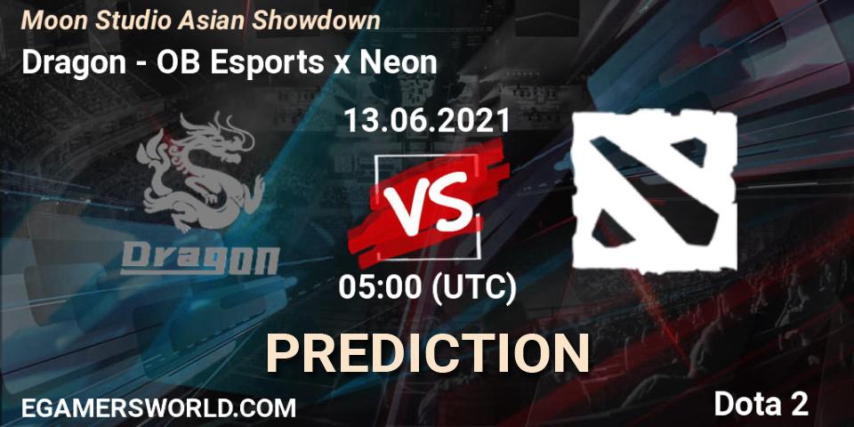 Pronósticos Dragon - OB Esports x Neon. 13.06.2021 at 06:01. Moon Studio Asian Showdown - Dota 2