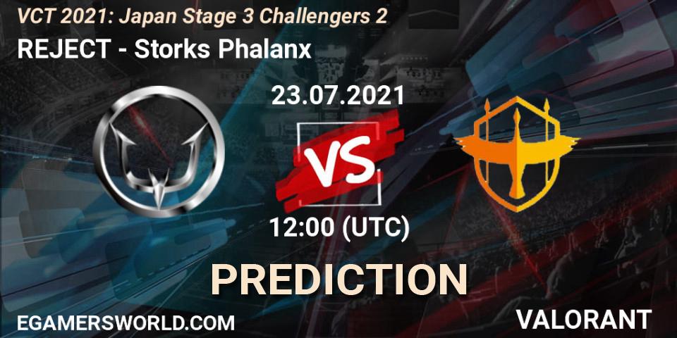 Pronósticos REJECT - Storks Phalanx. 23.07.2021 at 12:00. VCT 2021: Japan Stage 3 Challengers 2 - VALORANT