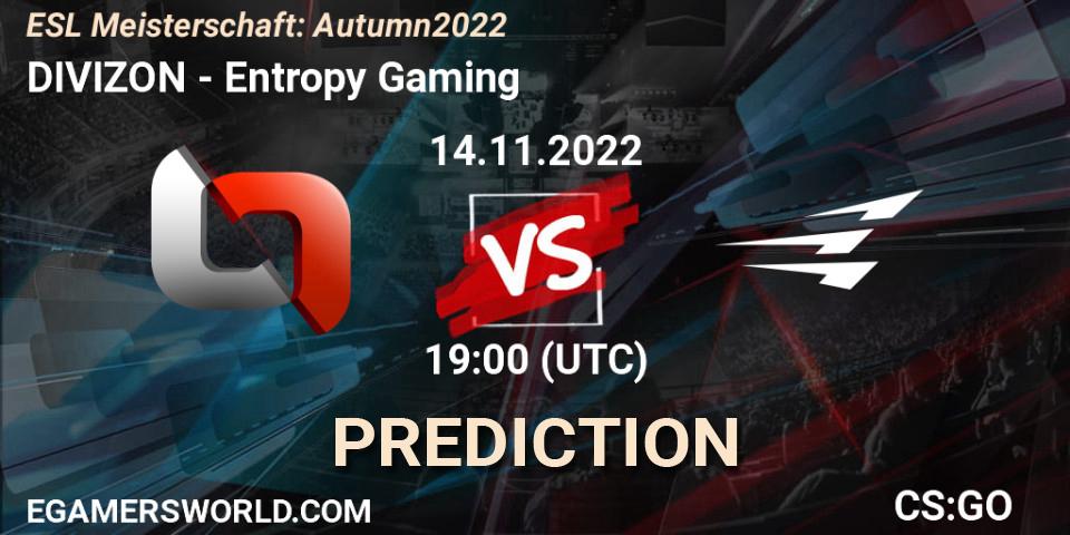 Pronósticos DIVIZON - Entropy Gaming. 17.11.2022 at 19:00. ESL Meisterschaft: Autumn 2022 - Counter-Strike (CS2)