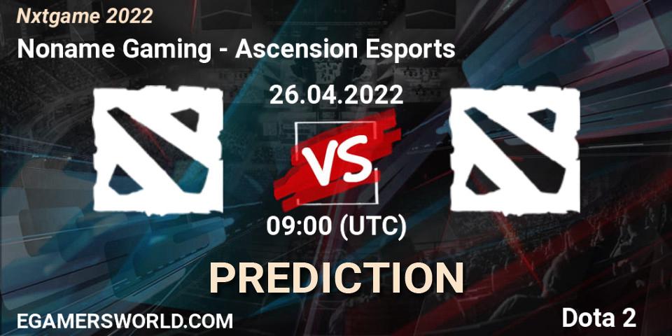 Pronósticos Noname Gaming - Ascension Esports. 26.04.2022 at 09:01. Nxtgame 2022 - Dota 2