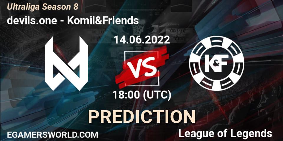 Pronósticos devils.one - Komil&Friends. 14.06.2022 at 18:00. Ultraliga Season 8 - LoL