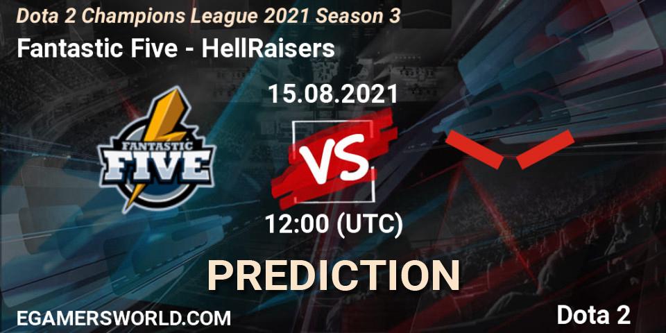Pronósticos Fantastic Five - HellRaisers. 15.08.2021 at 12:05. Dota 2 Champions League 2021 Season 3 - Dota 2