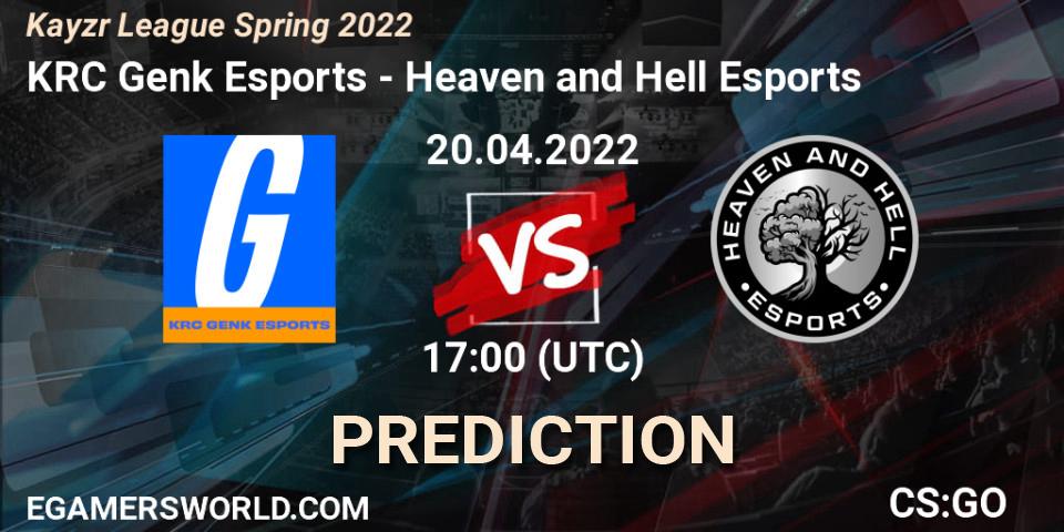 Pronósticos KRC Genk Esports - Heaven and Hell Esports. 20.04.2022 at 17:00. Kayzr League Spring 2022 - Counter-Strike (CS2)