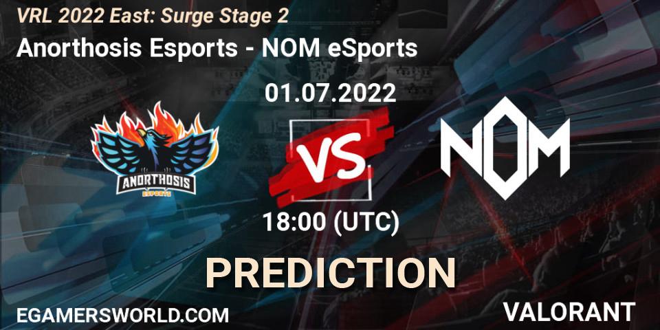 Pronósticos Anorthosis Esports - NOM eSports. 01.07.2022 at 18:00. VRL 2022 East: Surge Stage 2 - VALORANT