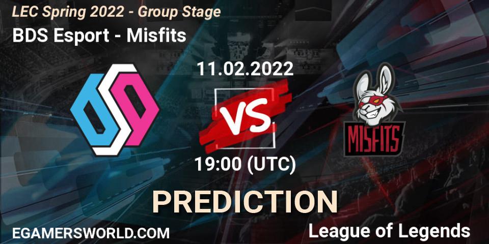 Pronósticos BDS Esport - Misfits. 11.02.2022 at 17:00. LEC Spring 2022 - Group Stage - LoL