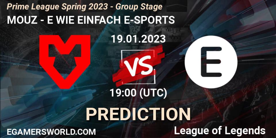 Pronósticos MOUZ - E WIE EINFACH E-SPORTS. 19.01.23. Prime League Spring 2023 - Group Stage - LoL