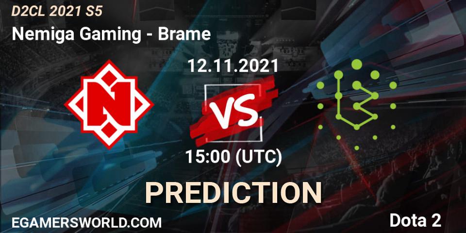Pronósticos Nemiga Gaming - Brame. 12.11.2021 at 15:00. Dota 2 Champions League 2021 Season 5 - Dota 2