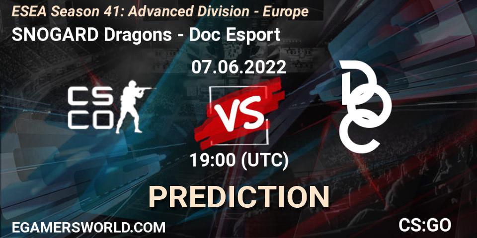 Pronósticos SNOGARD Dragons - Doc Esport. 07.06.2022 at 19:00. ESEA Season 41: Advanced Division - Europe - Counter-Strike (CS2)