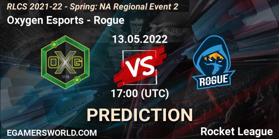 Pronósticos Oxygen Esports - Rogue. 13.05.22. RLCS 2021-22 - Spring: NA Regional Event 2 - Rocket League