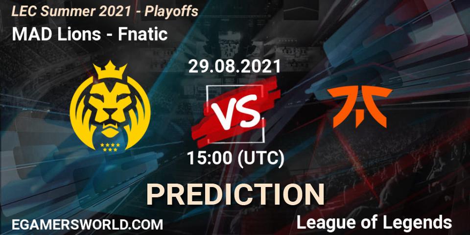 Pronósticos MAD Lions - Fnatic. 29.08.2021 at 15:20. LEC Summer 2021 - Playoffs - LoL