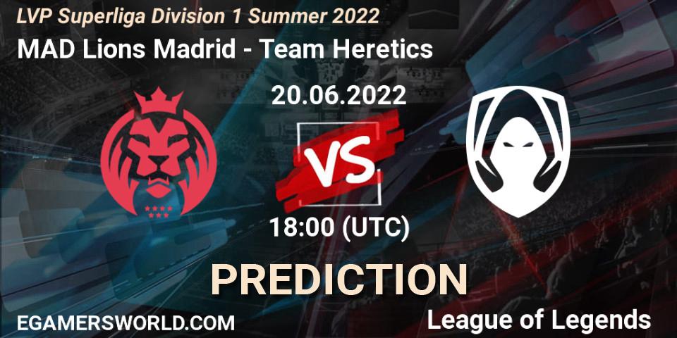 Pronósticos MAD Lions Madrid - Team Heretics. 20.06.2022 at 18:00. LVP Superliga Division 1 Summer 2022 - LoL
