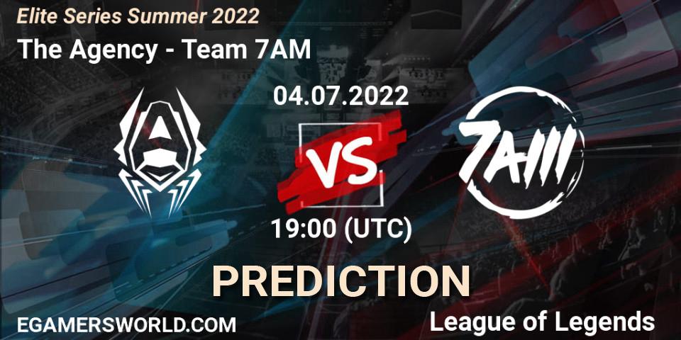 Pronósticos The Agency - Team 7AM. 04.07.2022 at 19:00. Elite Series Summer 2022 - LoL