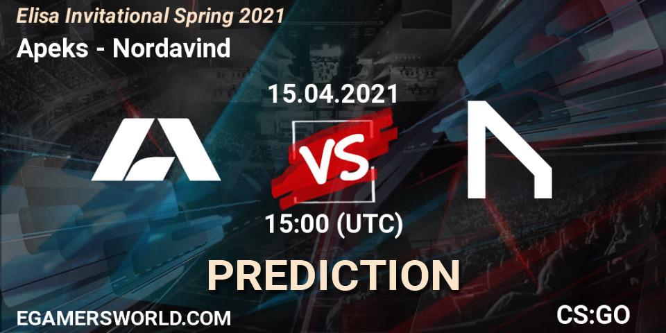 Pronósticos Apeks - Nordavind. 15.04.2021 at 15:00. Elisa Invitational Spring 2021 - Counter-Strike (CS2)