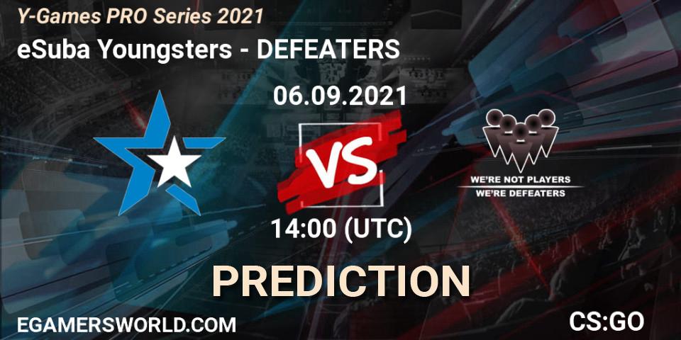 Pronósticos eSuba Youngsters - DEFEATERS. 06.09.2021 at 14:00. Y-Games PRO Series 2021 - Counter-Strike (CS2)