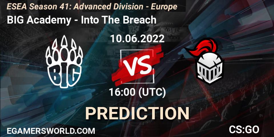 Pronósticos BIG Academy - Into The Breach. 10.06.2022 at 16:00. ESEA Season 41: Advanced Division - Europe - Counter-Strike (CS2)